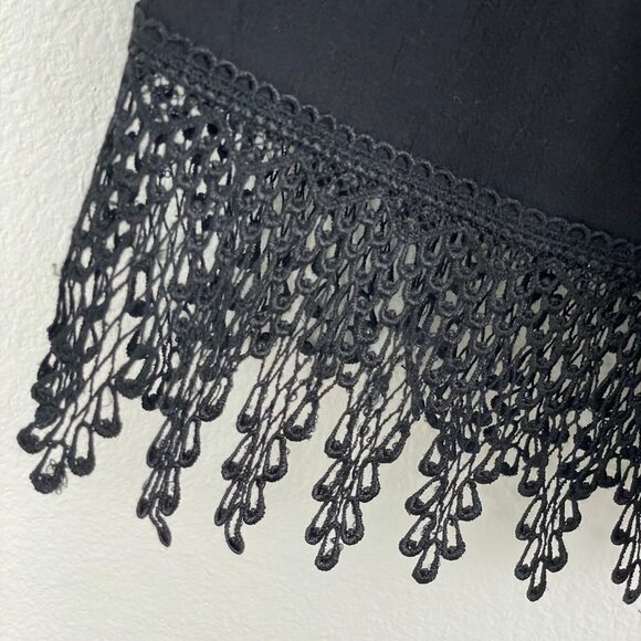 FOR LOVE & LEMONS Womens XS Black Crochet Bell Sleeve Tunic Top Witchy Vamp Goth - Picture 10 of 11